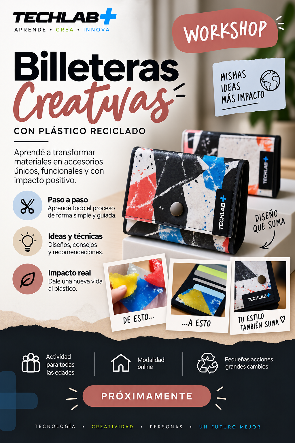 Flyer Workshop Billeteras Creativas con plástico reciclado
