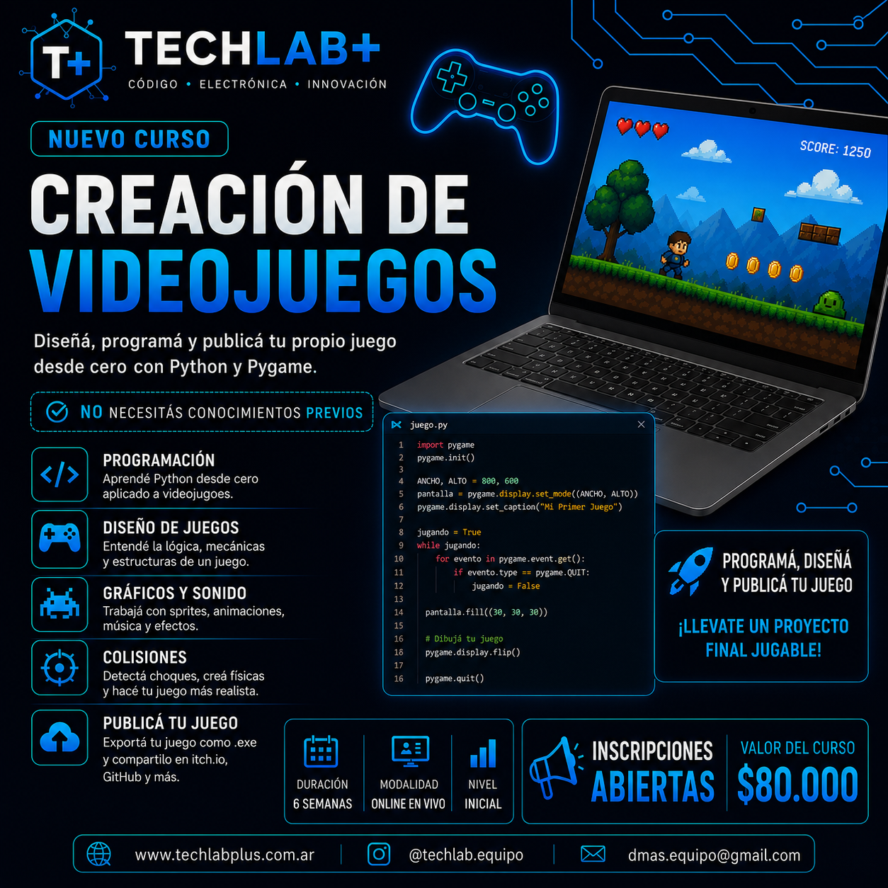 Flyer Creación de Videojuegos Basic