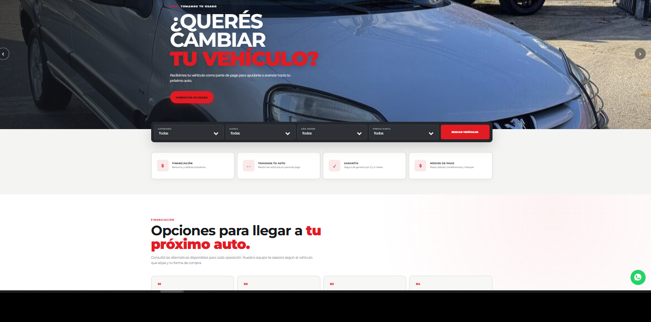 Captura del sitio web público de TR3S Automotores
